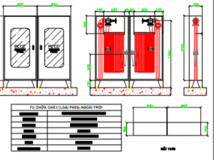 File cad thiết kế tủ chửa cháy loại f2, f.3, ngoài trời(mặt bằng+mặt cắt)